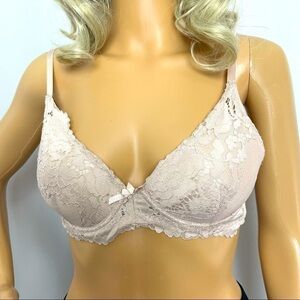 Adrienne Vittadini Push-Up Lace Bra – Size 34B – Cream